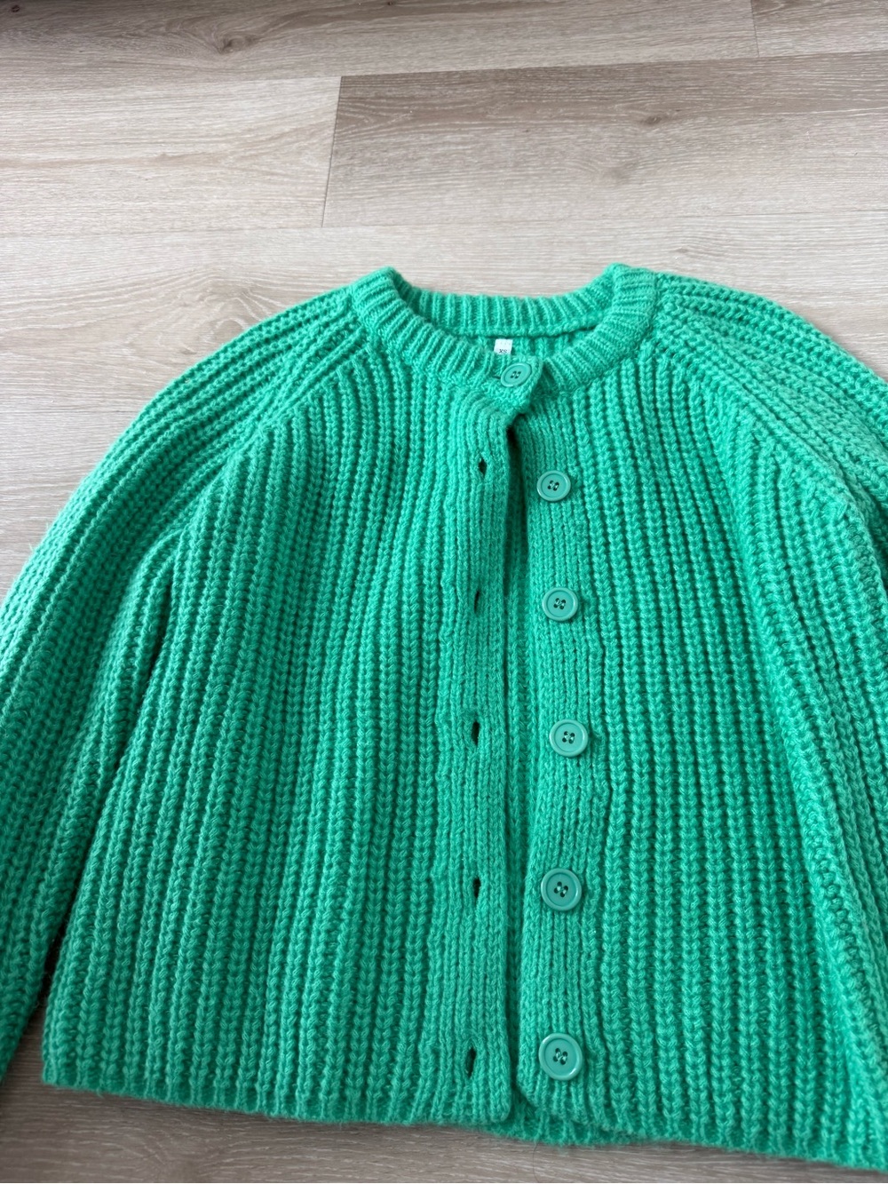 Green Ribbed Button-Front Cardigan Sweater - Picture 4 of 5